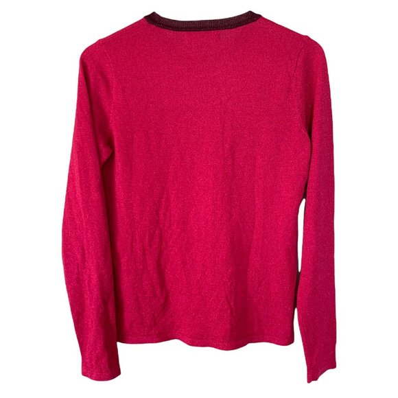 Rachel Roy Women's Metallic Ringer Pullover Sweater Wild Pink Large - Picture 6 of 9